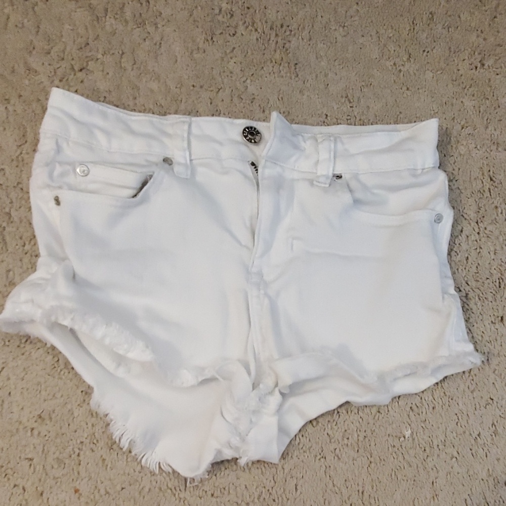 White fringe shorts